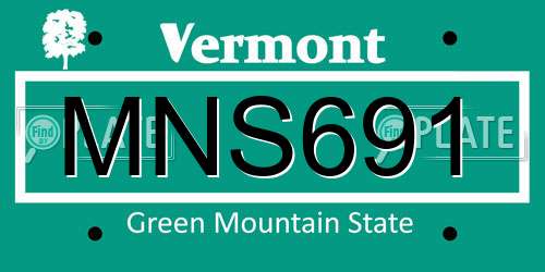 MNS691 Vermont License Plate