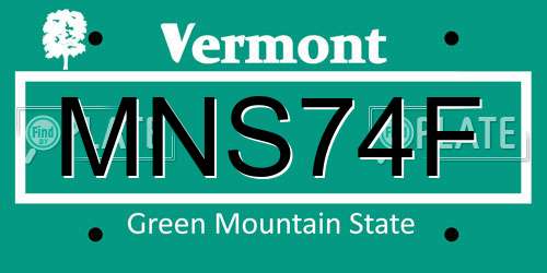 MNS74F Vermont License Plate