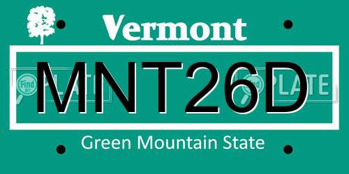 MNT26D Vermont License Plate