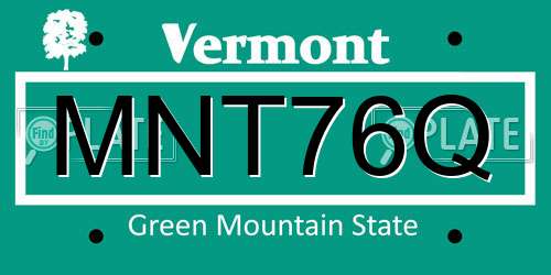 MNT76Q Vermont License Plate