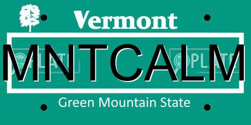 MNTCALM Vermont License Plate