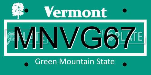 MNVG67 Vermont License Plate