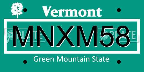 MNXM58 Vermont License Plate