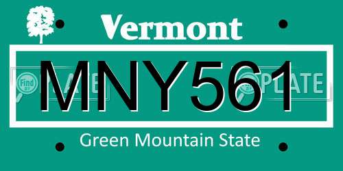MNY561 Vermont License Plate