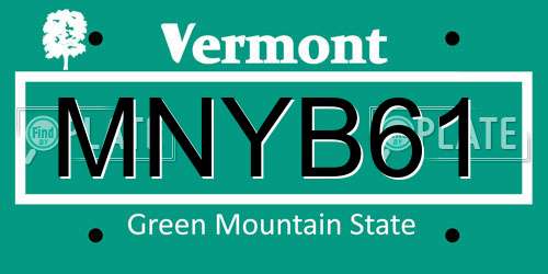 MNYB61 Vermont License Plate