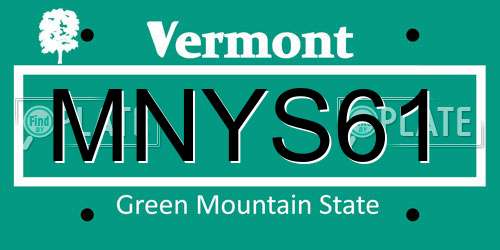 MNYS61 Vermont License Plate