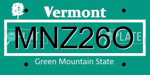MNZ26O Vermont License Plate