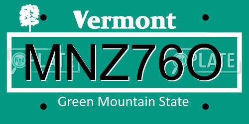MNZ76O Vermont License Plate