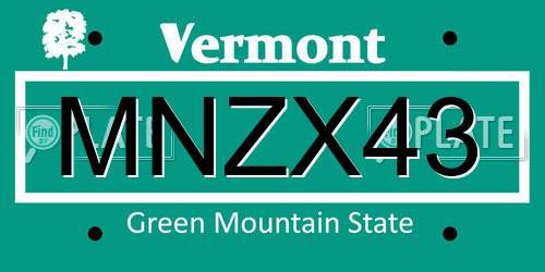 MNZX43 Vermont License Plate