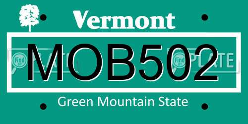MOB502 Vermont License Plate