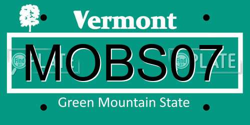 MOBS07 Vermont License Plate