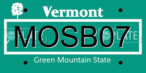 MOSB07 Vermont License Plate