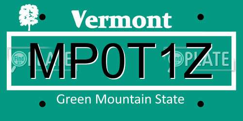 MP0T1Z Vermont License Plate