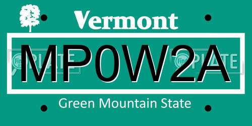 MP0W2A Vermont License Plate