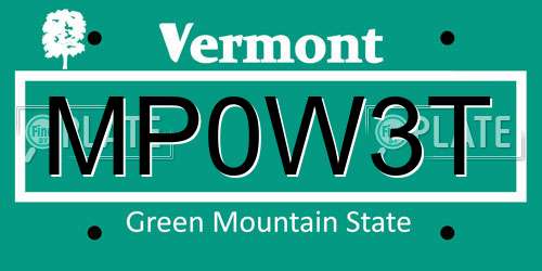 MP0W3T Vermont License Plate