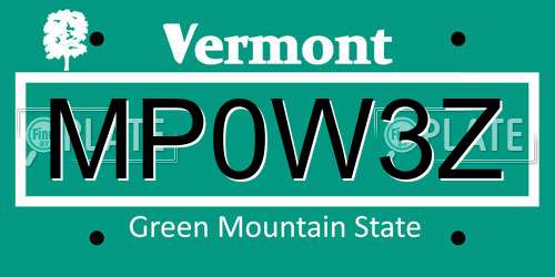 MP0W3Z Vermont License Plate