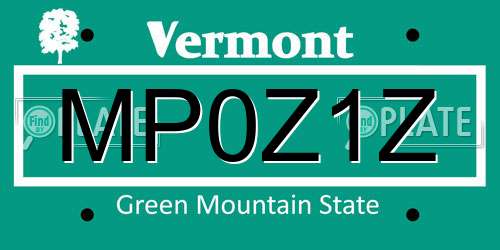 MP0Z1Z Vermont License Plate
