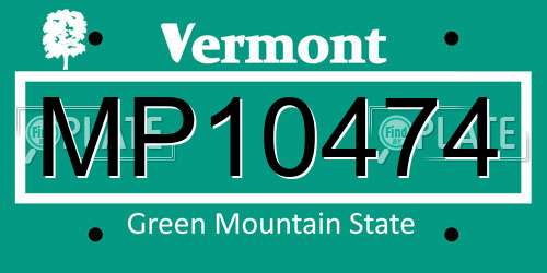 MP10474 Vermont License Plate