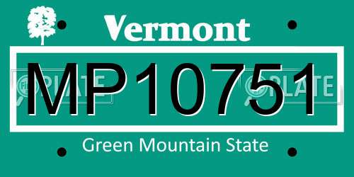 MP10751 Vermont License Plate