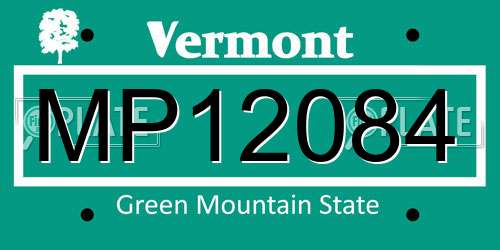 MP12084 Vermont License Plate