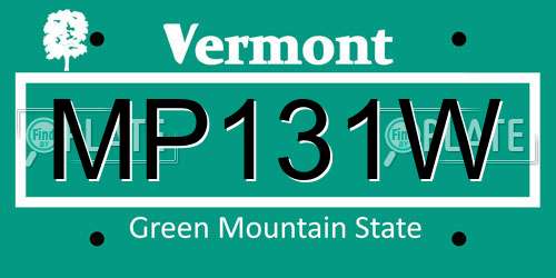 MP131W Vermont License Plate