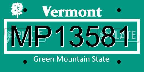MP13581 Vermont License Plate