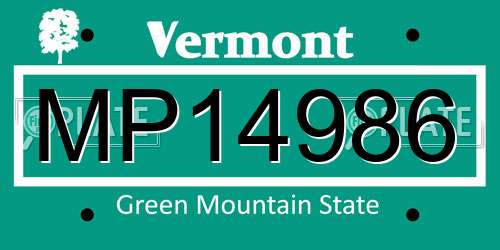 MP14986 Vermont License Plate