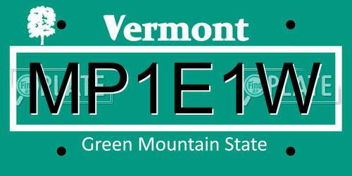 MP1E1W Vermont License Plate