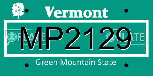MP2129 Vermont License Plate