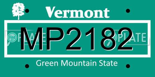 MP2182 Vermont License Plate