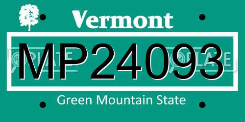 MP24093 Vermont License Plate