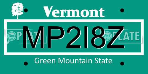 MP2I8Z Vermont License Plate