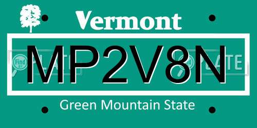 MP2V8N Vermont License Plate