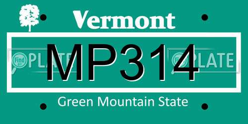 MP314 Vermont License Plate