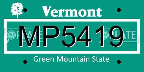 MP5419 Vermont License Plate