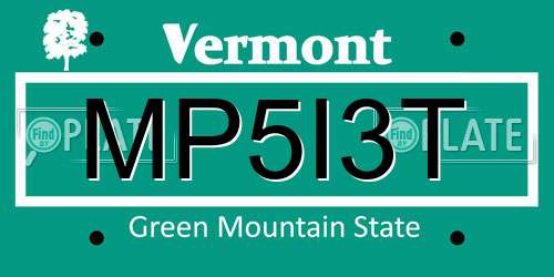 MP5I3T Vermont License Plate