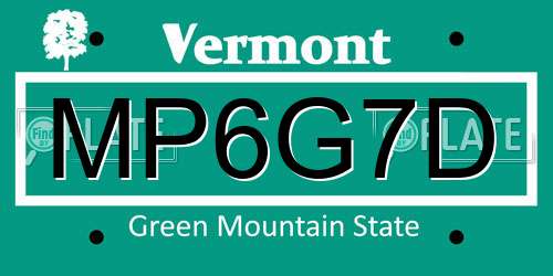 MP6G7D Vermont License Plate
