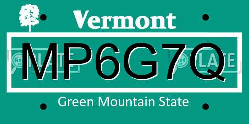 MP6G7Q Vermont License Plate