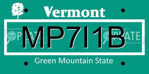 MP7I1B Vermont License Plate