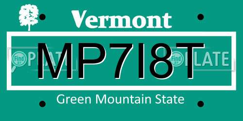 MP7I8T Vermont License Plate