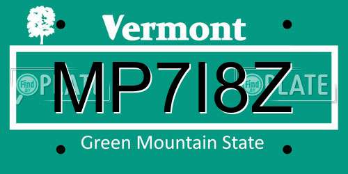 MP7I8Z Vermont License Plate