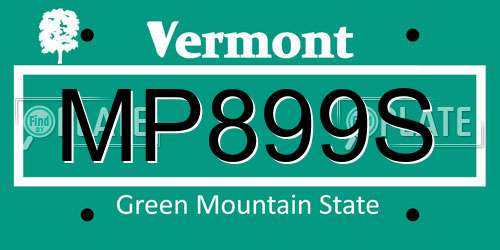 MP899S Vermont License Plate