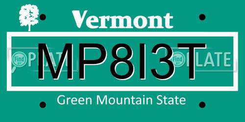 MP8I3T Vermont License Plate