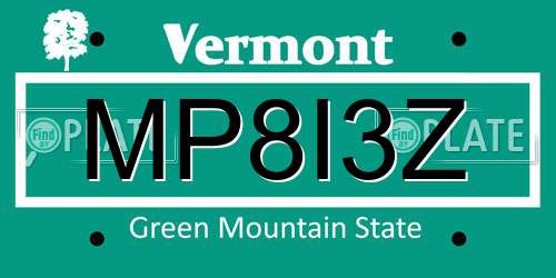 MP8I3Z Vermont License Plate