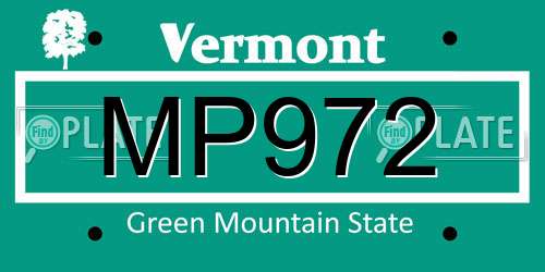 MP972 Vermont License Plate