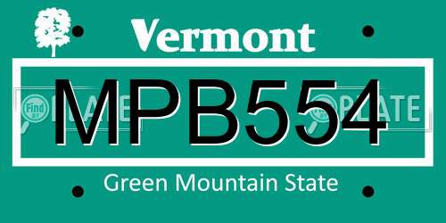 MPB554 Vermont License Plate