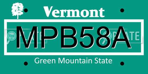 MPB58A Vermont License Plate