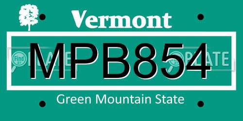 MPB854 Vermont License Plate