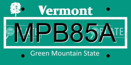 MPB85A Vermont License Plate