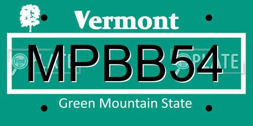 MPBB54 Vermont License Plate